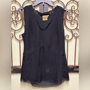Tory Burch black silk sleeveless top